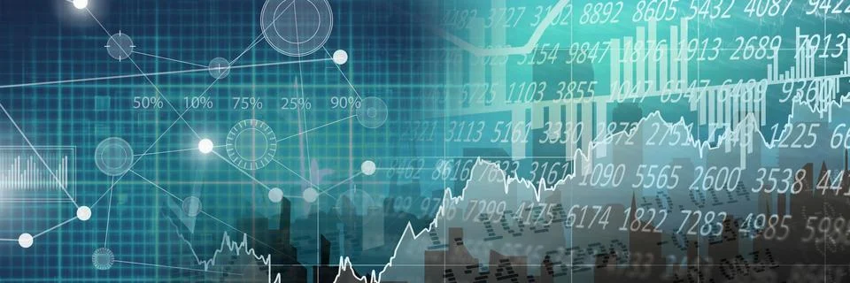 Interface overlay of connection statistics graphics with numerical charts Illustrazione stock