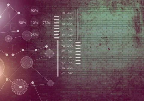 Interface overlay of connection statistics graphics with grunge background Illustrazione stock
