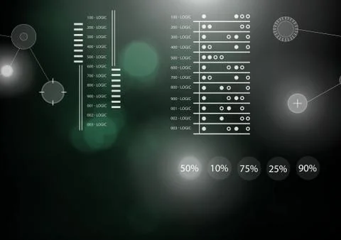 Interface overlay of connection statistics graphics with green background Illustrazione stock