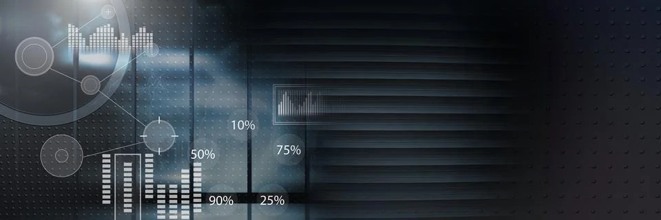 Interface overlay of connection statistics graphics with ridged dark transition Stock Illustration