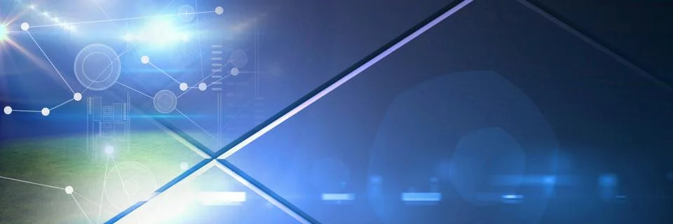 Interface overlay of connection statistics graphics with sports stadium arena Ilustración de archivo