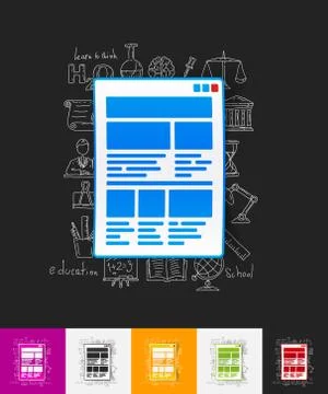 Interface paper sticker with hand drawn elements Illustrazione stock