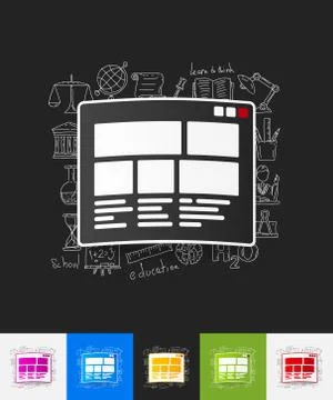 Interface paper sticker with hand drawn elements Illustrazione stock