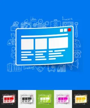 Interface paper sticker with hand drawn elements Stock Illustration