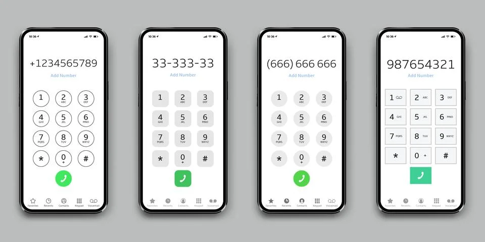 Interface phone keypad. Keypads with numbers and letters for smartphones. Stock Illustration