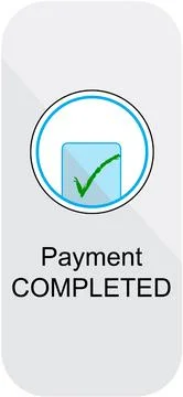 Interface of point-of-sale terminal displaying successful transaction. Gree.. Illustrazione stock