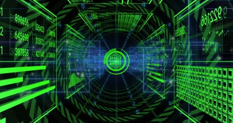 Interface pulsing causing panels sliding, numbers scrolling and charts pulsing Stock Footage 313639973