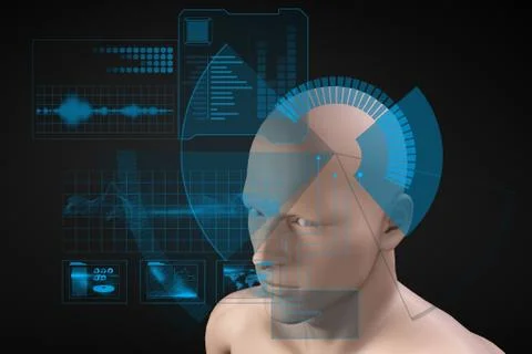 Interface scanning model of head Stock Illustration