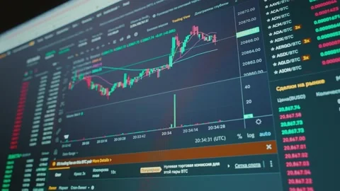 Interface screen animation with stock exchange chart overlay. Stock Footage 231154208