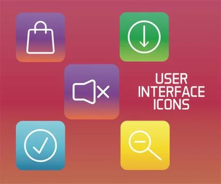 Interface set block gradient style icons Stock Illustration