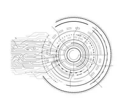 Interface Set Sci-fi Sketch Vector Illustration Illustrazione stock