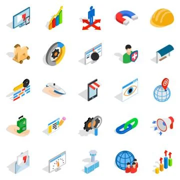 Interface sign icons set, isometric style Stock Illustration