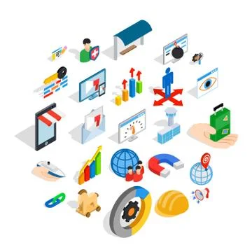 Interface sign icons set, isometric style Stock Illustration