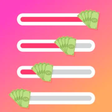 Interface slider button with fan money cash, bill note green Stock Illustration