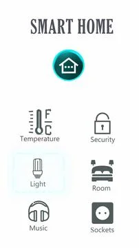 Interface of a smart house smartphone app, control panel, security system Stock Illustration