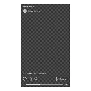 Interface social media. Template a app for watching long-form, vertical video Illustrazione stock