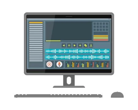 Interface of sound and video editor on screen Stock Illustration