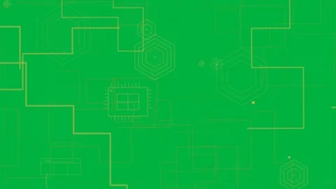 Interface starting from small orange dots, forming circuit map on transparent Stockbeeldmateriaal 333907779