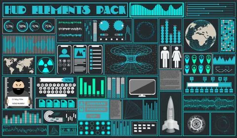 Interface in the style of a cartoon HUD. Vector illustration of Ui Ilustración de archivo