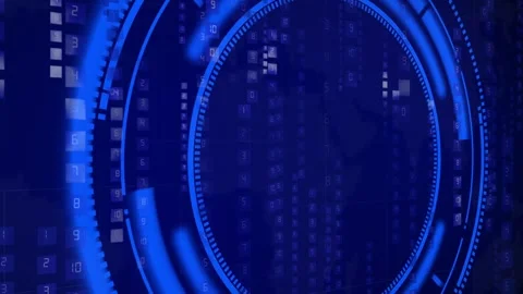 Interface technology digital animation shows blue world map dashboards. Tec.. Stock Footage 341129490