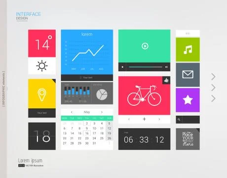 Interface template with modern icons Stock Illustration