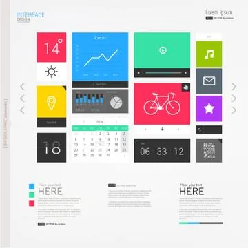 Interface template with modern icons Stock Illustration