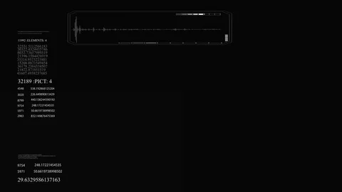 Interface with text, numbers on a black background. HUD Stock Footage 85004280