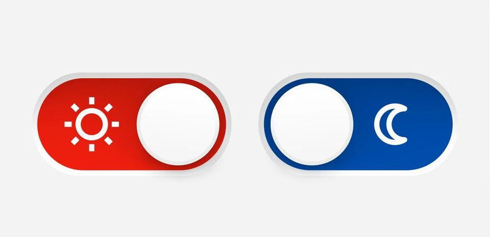 Interface toggle buttons set. Day Night switch. 3d vector element idolated .. Illustrazione stock