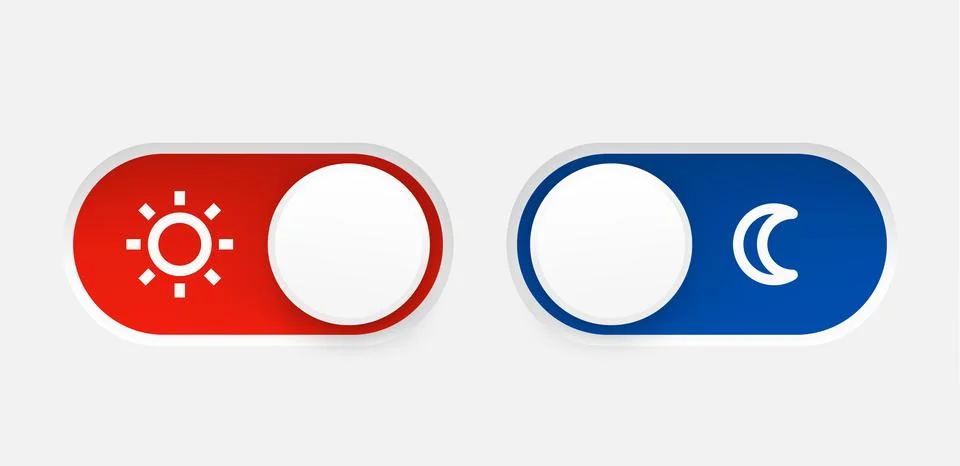 Interface toggle buttons set. Day Night switch. 3d vector element idolated .. Illustrazione stock