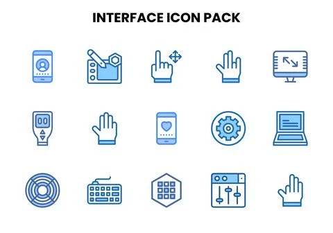 Interface Two Colour Bundle Icons Pack Stock Illustration