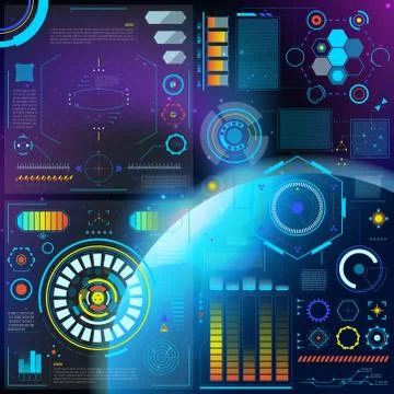 Interface vector hud dashboard futuristic interfaced spacepanel with interfacing Stock Illustration