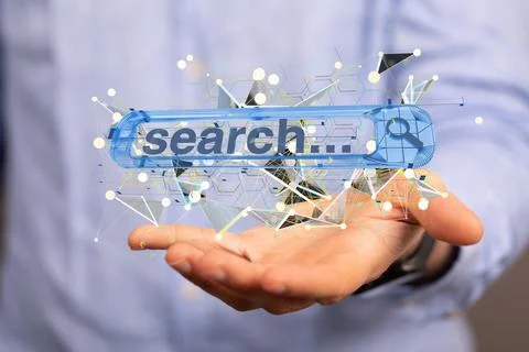 Interface web application in hand Stock Photos