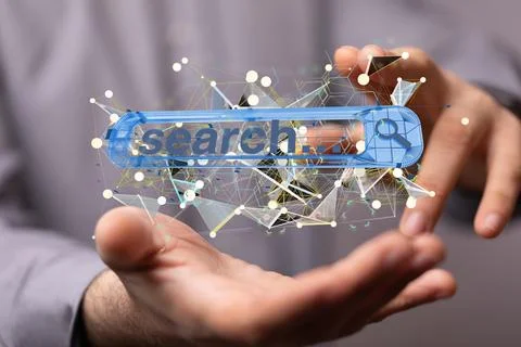 Interface web application in hand Foto stock
