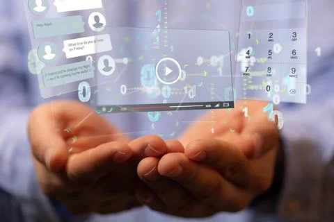 Interface web application in hand Foto stock