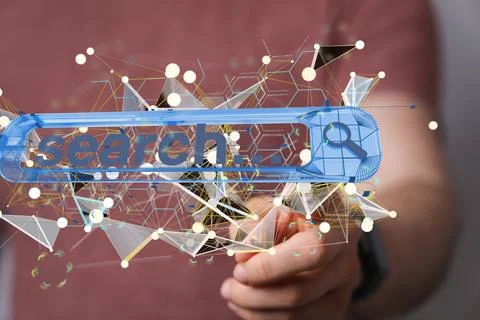 Interface web application in a hand Foto stock