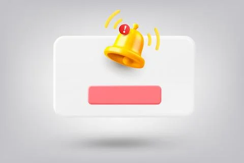 Interface window with notification bell. 3d vector illustration Stock Illustration