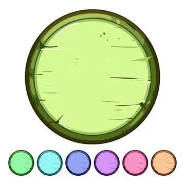 Interface wooden button cartoon vector graphic Stock Illustration