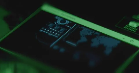 Interface with world map, cybersecurity operations and data analysis Stock Footage 321755077