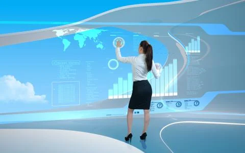 Interfaces collection - brunette operating interface in air Stock-Illustration