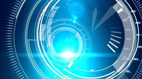 Interfaces dial in dark blue background with light blue radiance Stock Illustration