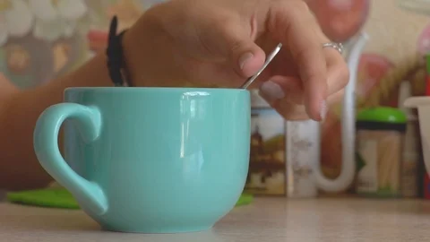 To interfere with coffee spoon Video stock 88127174
