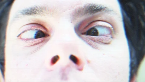 Interference cinemagraph  portrait of man squint  eye loop moving disturbing Video stock 108510884