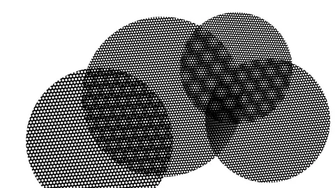 Interference demonstration,  rotating circles forming new interfering patterns Stock Footage 121536890