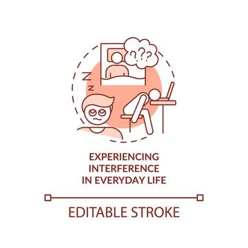 Interference in everyday life red concept icon Stock Illustration