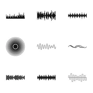 Interference icons set, simple style Stock Illustration