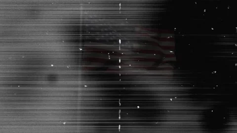 Interference lines and noise starting American flag flickering for glitch effect Stock Footage 317119302