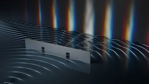 Interference pattern caused by double slit experiment in quantum physics. Video stock 288075916