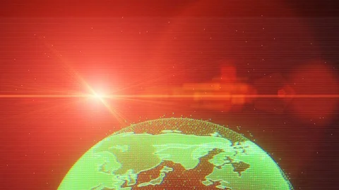 Interference Poor Signal Screen Transition Green Earth Sun Flare Graphic Stock Footage 87632265