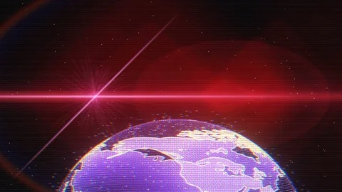 Interference Poor Signal Screen Transition Purple Earth Sun Flare Graphic Stock Footage 87632752