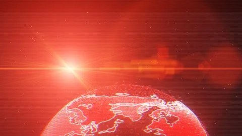 Interference Poor Signal Screen Transition Red Earth Sun Flare Graphic Stock Footage 87637297